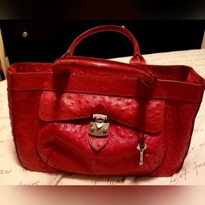Furla Ostrich Embossed Leather Handbag